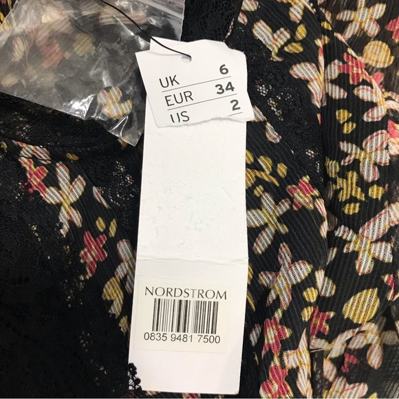 Topshop Black Floral Balloon Blouse - Picture 5 of 7